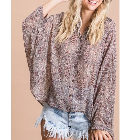 Chiffon Boxy Button Down - Picture 7 of 8